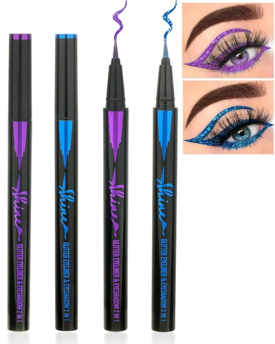 Miniatura 9 de Lápiz delineador de ojos líquido dorado y plateado, 2 piezas, de larga duración, impermeable, a prueba de manchas, pigmentado, acabado brillante