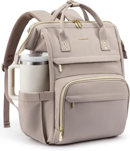 Miniatura 37 de LOVEVOOK Mochila para laptop para mujer con bolsillo gigante para vasos, mochila de viaje impermeable de 15.6 pulgadas, bolsa de computadora