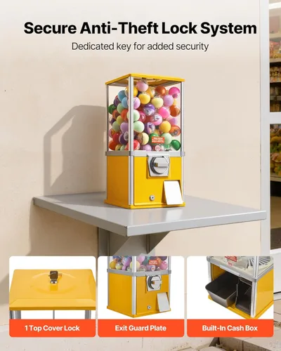 Miniatura 6 de VEVOR Máquina de chicle, dispensador de máquina expendedora de dulces de 21 pulgadas, máquinas expendedoras de 25 centavos para centros comerciales