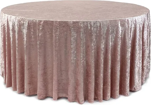 Miniatura 28 de YOUR CHAIR COVERS - Mantel redondo de terciopelo triturado de 120 pulgadas para mesas redondas de 5 pies - Azul polvoriento Azul empolvado