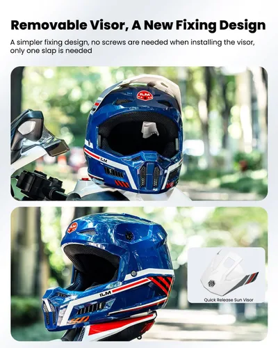 Miniatura 5 de ILM Cascos de Motocicleta Todoterreno Juveniles para Niños Casco ATV Motocross BMX Fuera de Carretera Motocicleta con Gafas Guantes Máscara DOT