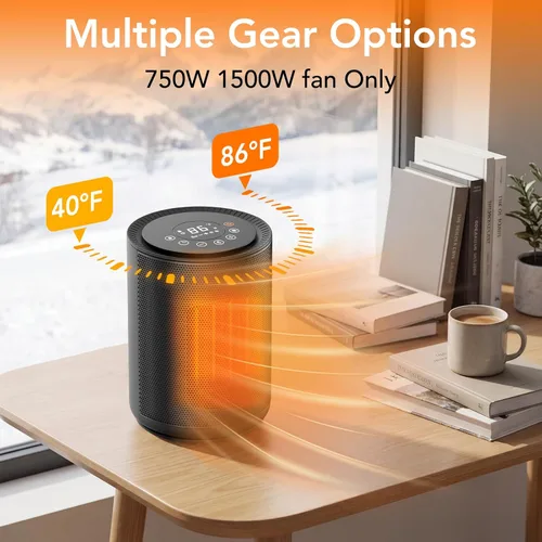 Miniatura 5 de COWSAR Calentador de espacio, calentadores eléctricos portátiles de 1500 W con termostato, control remoto, protección contra sobrecalentamiento