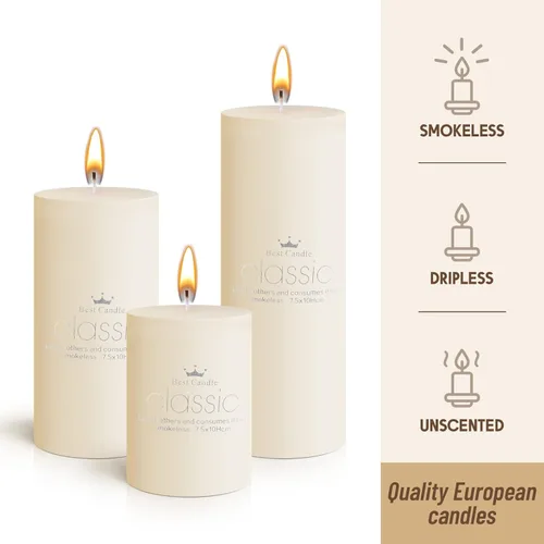 Miniatura 6 de Sumind Juego de 12 velas de pilar a granel de 3 x 4 pulgadas, 6 pulgadas, 8 pulgadas, sin goteo, sin perfume, velas largas y limpias para bodas