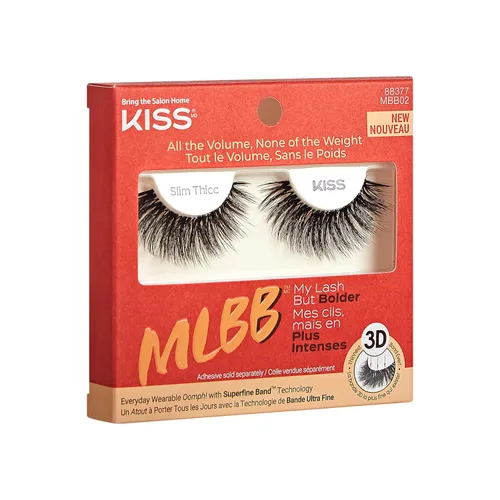 Miniatura 4 de KISS My Lash But Bolder - Pestañas postizas de volumen 3D, delgadas, delgadas, negras, cómodas, voluminosas, de aspecto natural, visón sintético