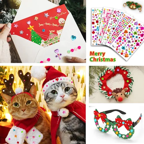Miniatura 3 de 880 piezas de pegatinas de gemas con diamantes de imitación para manualidades - Pegatinas autoadhesivas de joyas, pegatinas de gemas acrílicas