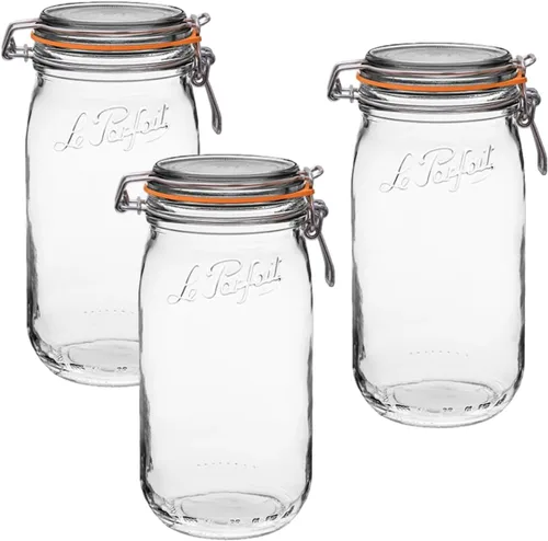 Miniatura 18 de Le Parfait Super Jar - Tarro de conservación de vidrio francés de 500mL con cuerpo redondo, boca ancha, tapa hermética - Tarro de vidrio 16oz