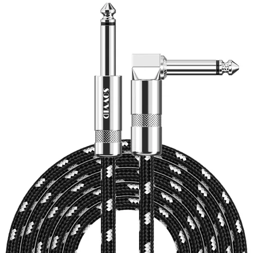 Miniatura 12 de Cable de Guitarra de 6 Pies Cable de Instrumento para Guitarra Eléctrica y Bajo, Teclado - Cable AMP de Ángulo Recto de 1/4 Pulgada, Negro