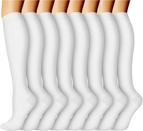 Miniatura 27 de ACTINPUT 8 pares de calcetines de compresión para mujeres y hombres, medias de compresión de apoyo para médicos, correr, atletismo
