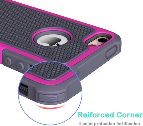 Miniatura 5 de Jeylly Funda para iPhone SE/Funda para iPhone 5S, Exterior de Plástico Duro que Absorbe Golpes + Interior de Silicona de Goma Defensor contra