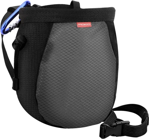 Miniatura 9 de Moko Rock Climbing Chalk Bag, Bouldering Chalk Pot Bucket with Adjustable Belt & Carabiner Drawstring Climbing Gear