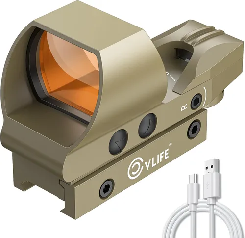 Miniatura 9 de CVLIFE FoxSpook - Mira refleja recargable, mira de punto rojo 1X28x40mm (1.1x1.57 pulgadas), 4 retículas ajustables, óptica de punto rojo para riel