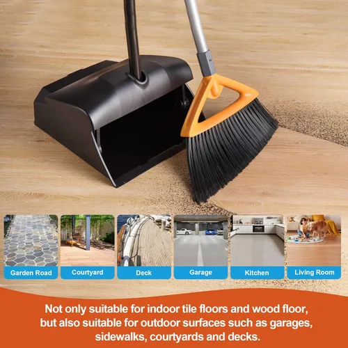 Miniatura 5 de CLEANHOME Escobas de exterior para barrer patio, escoba resistente de grado comercial con cerdas rígidas para barrer garaje, cubierta, cocina