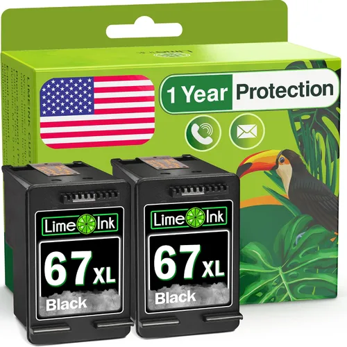 Limeink 2 cartuchos de tinta remanufacturados de repuesto para HP Ink 67 XL para HP 67xl Black Cartridge 67xl Impresora Black Envy 6000 para 67-2