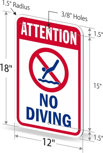 Miniatura 6 de SmartSign Letrero "Attention - No Diving" Aluminio de 12 x 18 pulgadas