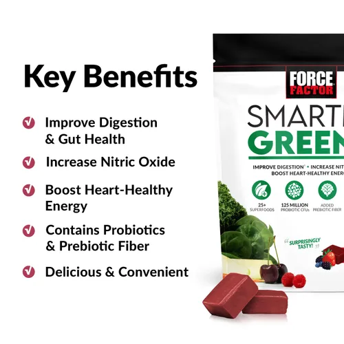 Miniatura 5 de Force Factor Better - Suplemento de apoyo para las articulaciones de cúrcuma y masticables Smarter Greens, 60 masticables suaves y masticables