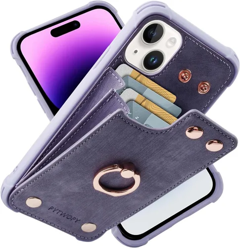 Miniatura 11 de Funda tipo cartera compatible con iPhone XR/10R con tarjetero de crédito, funda protectora de cuero a prueba de golpes compatible con anillo