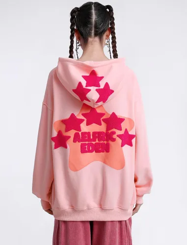 Miniatura 3 de Aelfric Eden - Sudaderas con capucha para mujer, con estampado de estrellas rosadas, unisex, de gran tamaño, manga larga, con bolsillo