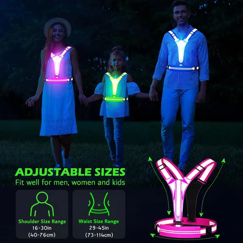 Miniatura 4 de Ylzzrs Chaleco reflectante LED para correr, chaleco de correr recargable por USB, soporte para teléfono para corredores, caminatas nocturnas, 6-11