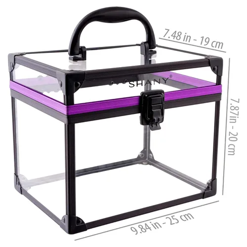 Miniatura 4 de SHANY Estuche transparente para cosméticos y artículos de tocador, organizador de maquillaje de viaje extra grande con cierre seguro y detalles negro