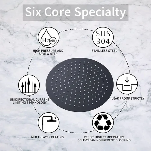 Miniatura 8 de Cabezal de regadera de color negro mate con una sola función, kit de ajuste de regadera con válvula de paso, sistema completo de llave de regadera