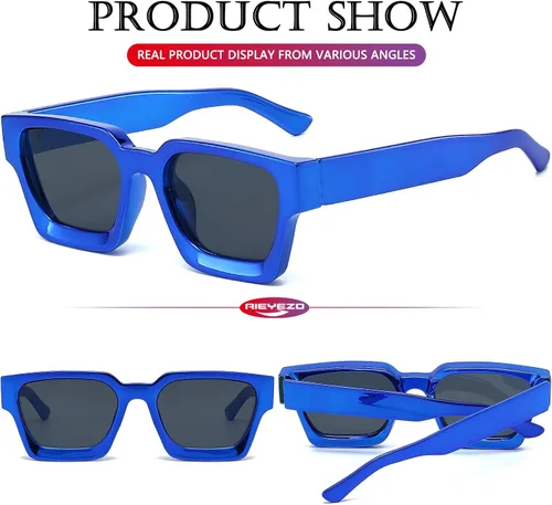 Miniatura 196 de AIEYEZO Gafas de sol cuadradas para mujeres y hombres, gafas de sol cuadradas con montura gruesa, estilo de diseñador simple