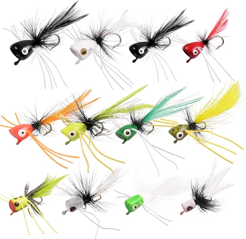 OROOTL Kit de moscas para pesca con mosca, coloridos señuelos de pesca con mosca, flotadores de espuma, accesorios para trucha, panfish bluegill,