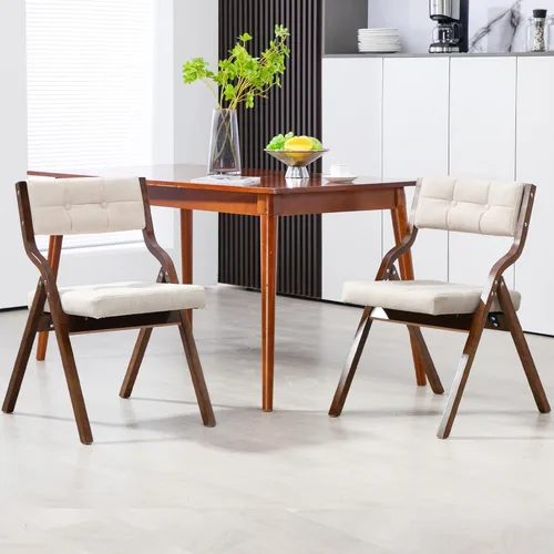 Miniatura 2 de HOMEFUN Sillas plegables con cojín, sillas plegables acolchadas de madera, paquete de 2, asiento portátil y ensamblado para invitados, cocina