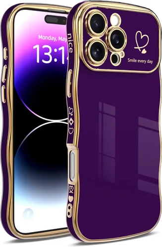 Miniatura 15 de IAIYOXI Funda para iPhone 11 para mujeres y niñas, bonito diseño ondulado con forma rizada, patrón de corazón, protección de cámara elevada, chapado