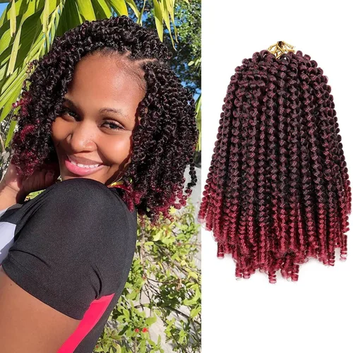 Miniatura 34 de Paquete de 2 cabello para trenzas en espiral de 8 pulgadas, cabello Spring Twist para rastas falsas, rastas de mariposa, cabello para trenzas, fibra