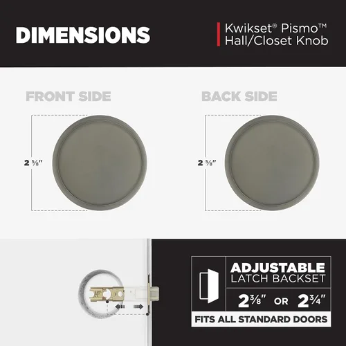 Miniatura 3 de Kwikset Pismo - Pomo de puerta redondo simulado, manija de un solo lado para armarios, puertas dobles francesas y despensa, pomo de puerta