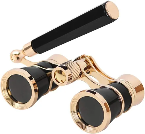 Aroncent Anteojos de Ópera Prismáticos 3X25 Compactos con Asa Ajustable para Teatro, Prismáticos Mini para Adultos Hombres Mujeres en Ópera Negro