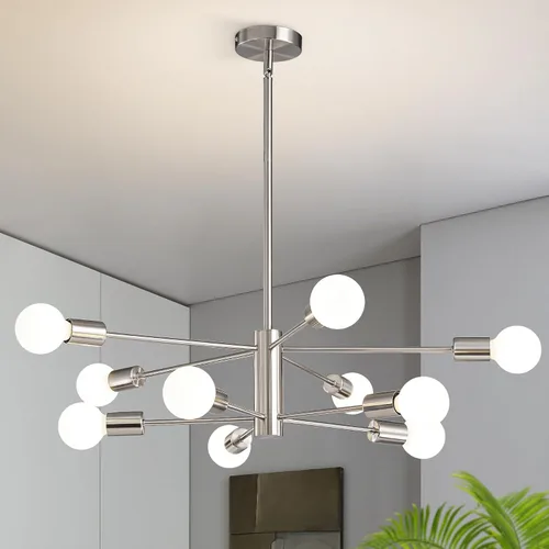 Miniatura 19 de RUIYEY Lámpara Sputnik Moderna, Lámpara de Techo Semiempotrada Negra y Dorada, Candelabros de Mediados de Siglo para Dormitorio, Comedor, Isla