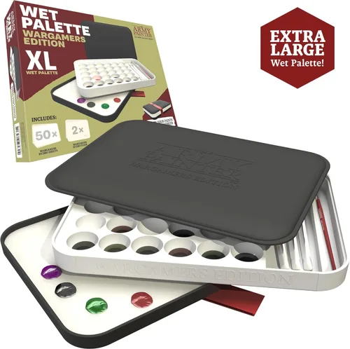 Miniatura 2 de The Army Painter Wargamers Edition Paleta Húmeda, Paleta XL para Conjunto de Pinturas Acrílicas Incluyendo 50 Hojas Hidro, 2 Espumas Hidro y Guía