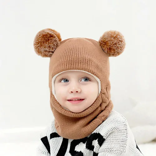 Miniatura 3 de Gorro de invierno de punto para bebés y niñas pequeños, bufanda con orejeras y capucha con forro polar
