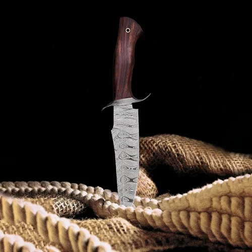 Miniatura 4 de El cuchillo de caza de hoja fija es tu mejor compañero de caza, cuchillo de supervivencia de acero de Damasco forjado a mano con mango de madera