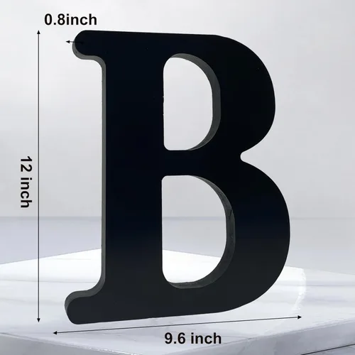 Miniatura 2 de AOCEAN Letras de madera negra de 12 pulgadas, letras de madera sin terminar para Halloween, letras decorativas de pie en rodajas, decoración de B