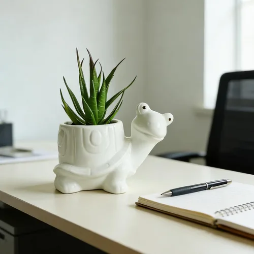 Miniatura 2 de Maceta de cerámica para plantas pequeñas de interior, maceta multiusos para suculentas, soporte para bolígrafos de escritorio, organizador