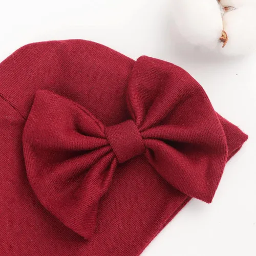 Miniatura 5 de BQUBO - Gorras de bebé recién nacidas para niñas conjunto de gorro de hospital con lazo guantes de guante rascador para bebés