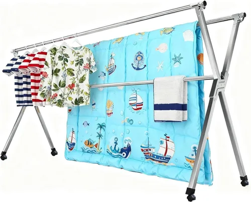 Miniatura 10 de Perchero de Ropa para Secar Plegable para Interior y Exterior, Perchero de Ropa para Secar Portátil Plegable, Perchero de Secado de Ropa
