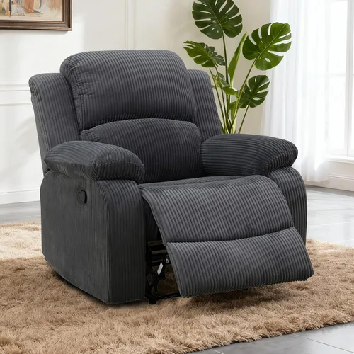 Miniatura 18 de Juego de sofá modular reclinable manual para sala de estar, sofá reclinable en forma de L, seccional de cuero con portavasos/almacenamiento