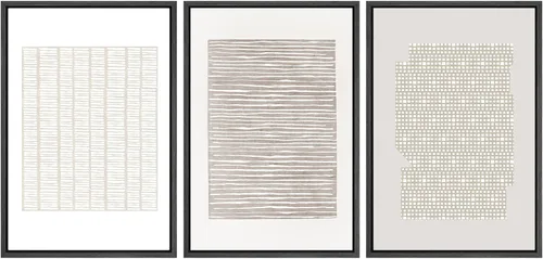 Miniatura 299 de SIGNWIN Lienzo enmarcado para pared, arte con pinceladas de flujo neutro en tonos beige abstractos, ilustraciones, arte moderno, decorativo
