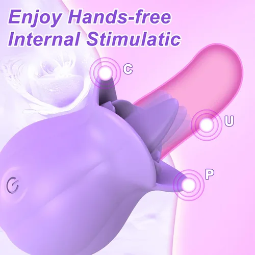 Miniatura 3 de Vibrador de lengua, juguete sexual de rosa para mujeres, clítoris y lamedor de pezón, estimulador de clítoris con 10 lamiendo la lengua y vibración