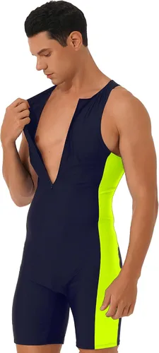 Miniatura 20 de XUNZOO Mens One Piece Sleeveless Front Zipper Color Block Swimwear Bodysuit Wetsuit Sports Wear