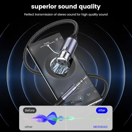Miniatura 6 de MOSWAG Cable XLR a 0.138 in de 3 pies, cable hembra de 1/8 pulgadas a XLR, cable TRS de 1/8 pulgadas a micrófono hembra de 3 pines, estéreo