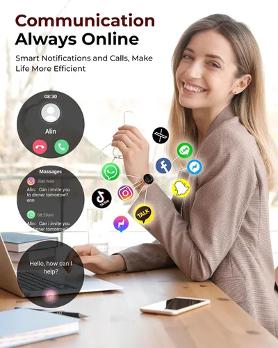 Miniatura 4 de Relojes inteligentes para mujeres, pantalla AMOLED de 1.27" con monitor de fitness, frecuencia cardíaca, SpO2, monitor de sueño, 3 bandas, más