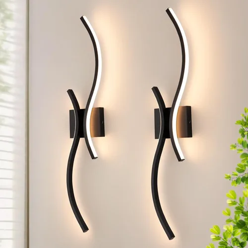 Miniatura 10 de CANEOE Moderna lámpara LED de pared, 39 pulgadas, aplique de pared LED negro para interiores, accesorios de tocador de baño sobre espejo para sala