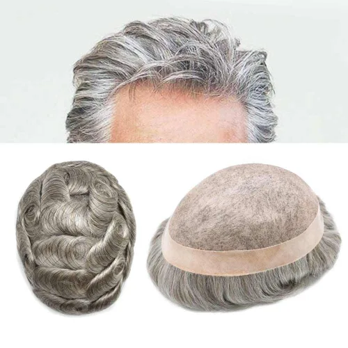 Miniatura 43 de LOVIN - Sistema de cabello humano para hombres, postizo fino de encaje mono para hombre, prótesis masculina de piel de polietileno alrededor
