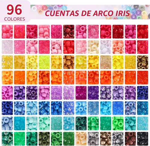 Miniatura 3 de QUEFE Kit de pulsera de 96 colores, 3000 piezas de cuentas pony, kit de pulsera de la amistad, cuentas de arcoíris Kandi con cuentas de letras