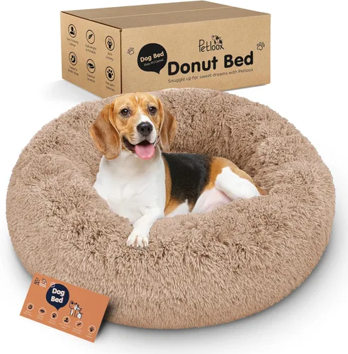 Miniatura 35 de Cama para perros con forma de dona, comodidad prémium para aliviar la ansiedad, diseño esponjoso y calmante con soporte ultra afelpado, acogedora