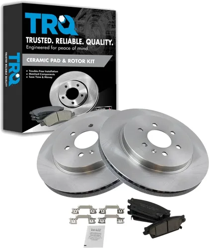 Miniatura 94 de TRQ Kit de rotor de freno trasero y pastillas de cerámica Posi premium compatible con camioneta Chevy GMC